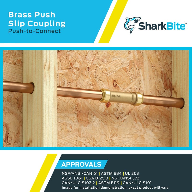SharkBite 1-1/2 x 1-1/2 in Slip Coupling, Push-to-Connect Brass Plumbing Fitting, UXL0641 - Image 5